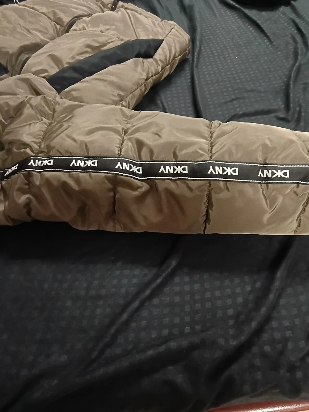 DKNY Kids Hooded Puffer Jacket in Olive